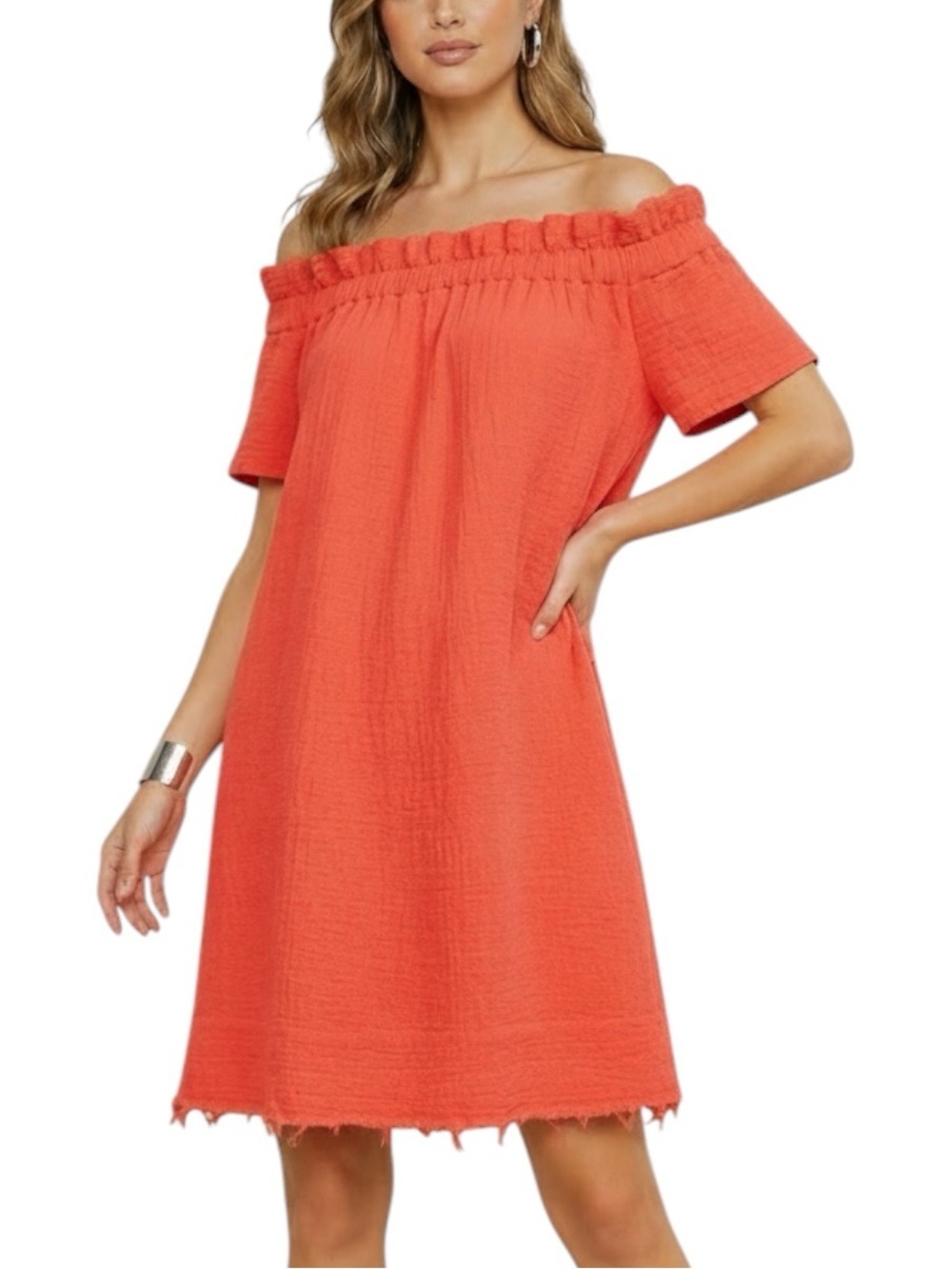 NWT AMADI Anthropologie Off-Shoulder Raw Hem Mini Dress Size Small